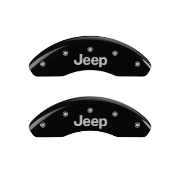 Picture of MGP 4 Caliper Covers Engraved Front JEEP Engraved Rear JEEP Grill logo Black finish silver ch