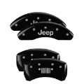 Picture of MGP 4 Caliper Covers Engraved Front JEEP Engraved Rear JEEP Grill logo Black finish silver ch