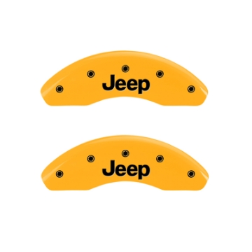 Picture of MGP 4 Caliper Covers Engraved Front JEEP Engraved Rear JEEP Grill logo Yellow finish black ch