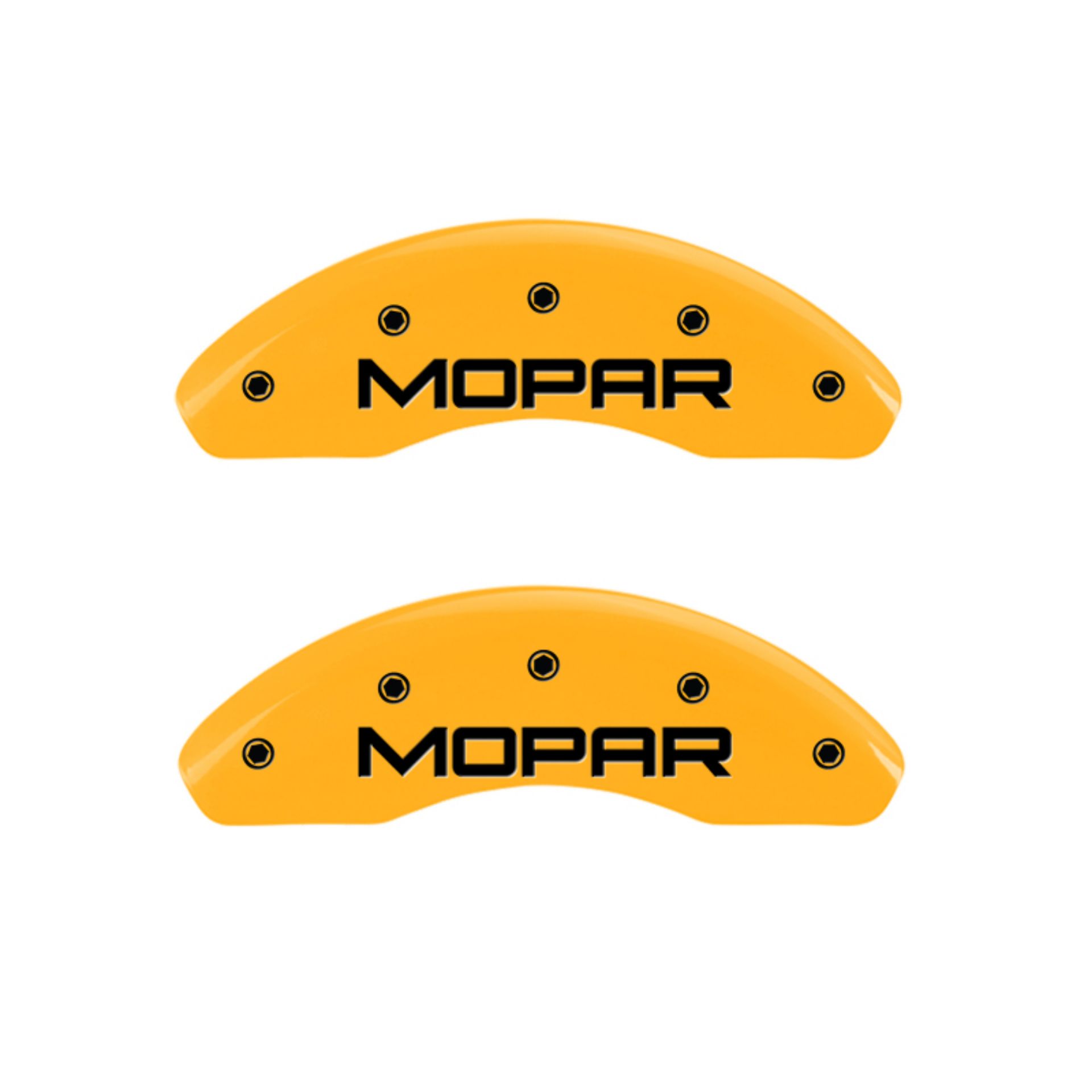 Picture of MGP 4 Caliper Covers Engraved Front & Rear MOPAR Yellow finish black ch