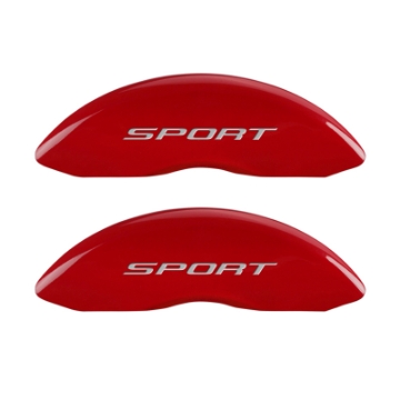 Picture of MGP 4 Caliper Covers Engraved Front & Rear No Bolts-Sport 2015 Red finish silver ch