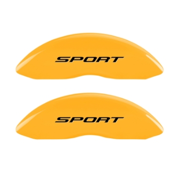 Picture of MGP 4 Caliper Covers Engraved Front & Rear No Bolts-Sport 2015 Yellow finish black ch