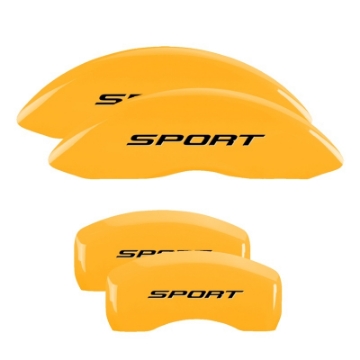 Picture of MGP 4 Caliper Covers Engraved Front & Rear No Bolts-Sport 2015 Yellow finish black ch
