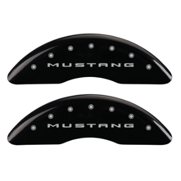 Picture of MGP 4 Caliper Covers Engraved Front 2015-Mustang Engraved Rear 2015-50 Black finish silver ch