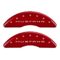 Picture of MGP 4 Caliper Covers Engraved Front 2015-Mustang Engraved Rear 2015-50 Red finish silver ch