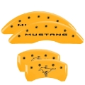 Picture of MGP 4 Caliper Covers Engraved Front 2015-Mustang Engraved Rear 2015-Bar & Pony Yellow fnsh black ch
