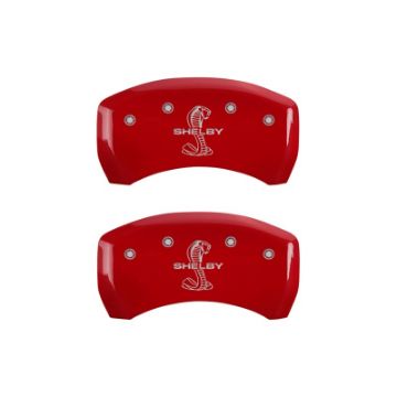 Picture of MGP Rear set 2 Caliper Covers Engraved Rear Tiffany Snake Red finish silver ch