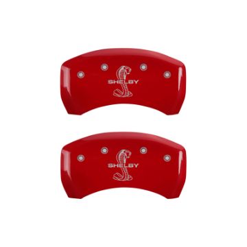 Picture of MGP Rear set 2 Caliper Covers Engraved Rear Tiffany Snake Red finish silver ch