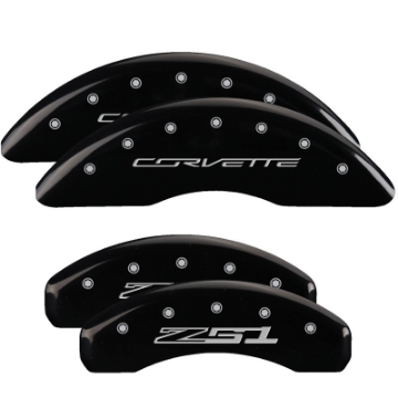 Picture of MGP 4 Caliper Covers Engraved Front Corvette C7 Engraved Rear Z51-2015 Black finish silver ch