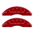 Picture of MGP 4 Caliper Covers Engraved Front Corvette C7 Engraved Rear Z51-2015 Red finish silver ch