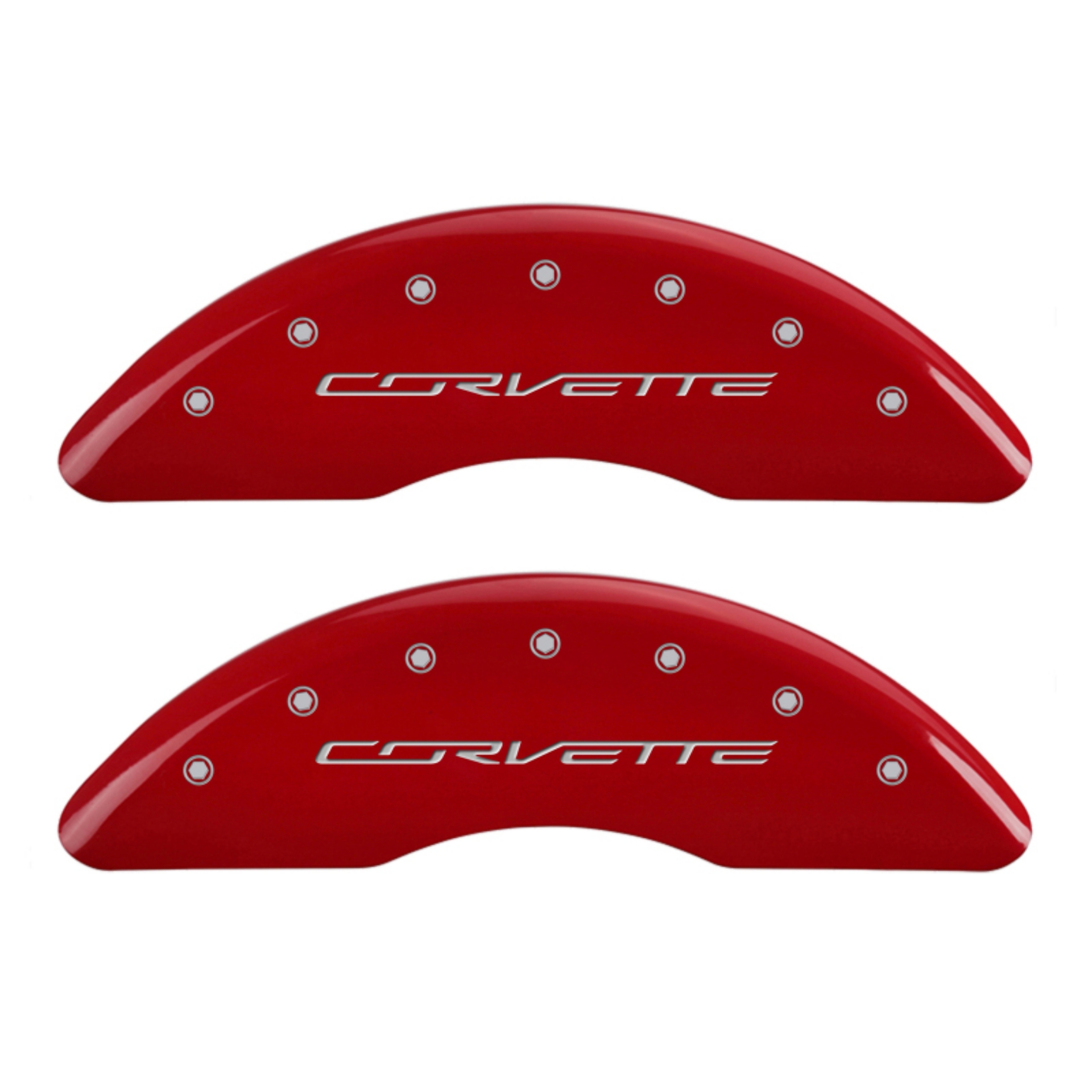 Picture of MGP 4 Caliper Covers Engraved Front Corvette C7 Engraved Rear Z51-2015 Red finish silver ch