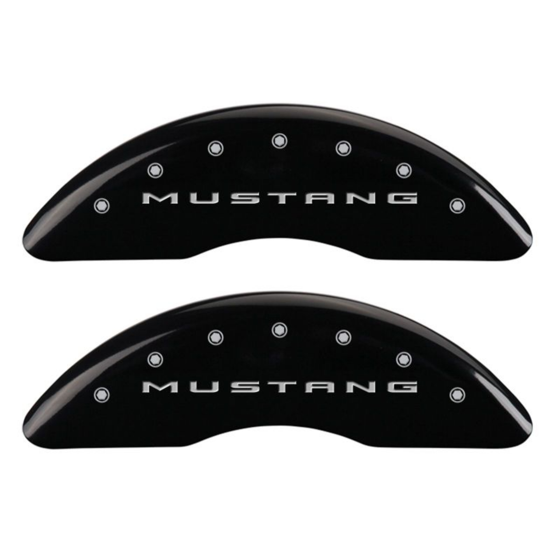 Picture of MGP 4 Caliper Covers Engraved Front 2015-Mustang Engraved Rear 2015-Bar & Pony Black fnsh silver ch