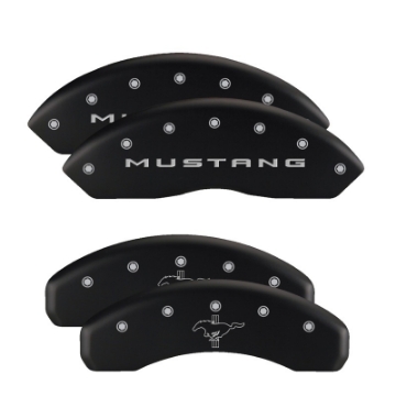 Picture of MGP 4 Caliper Covers Engraved Front 2015-Mustang Engraved Rear 2015-Bar & Pony Black fnsh silver ch