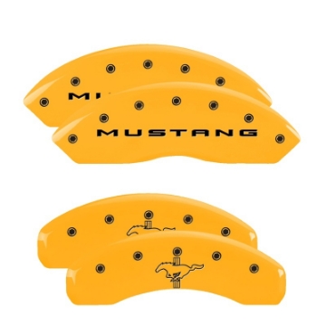 Picture of MGP 4 Caliper Covers Engraved Front 2015-Mustang Engraved Rear 2015-Bar & Pony Red-Silve 19in- Min