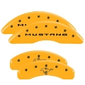 Picture of MGP 4 Caliper Covers Engraved Front 2015-Mustang Engraved Rear 2015-Bar & Pony Yellow fnsh black ch