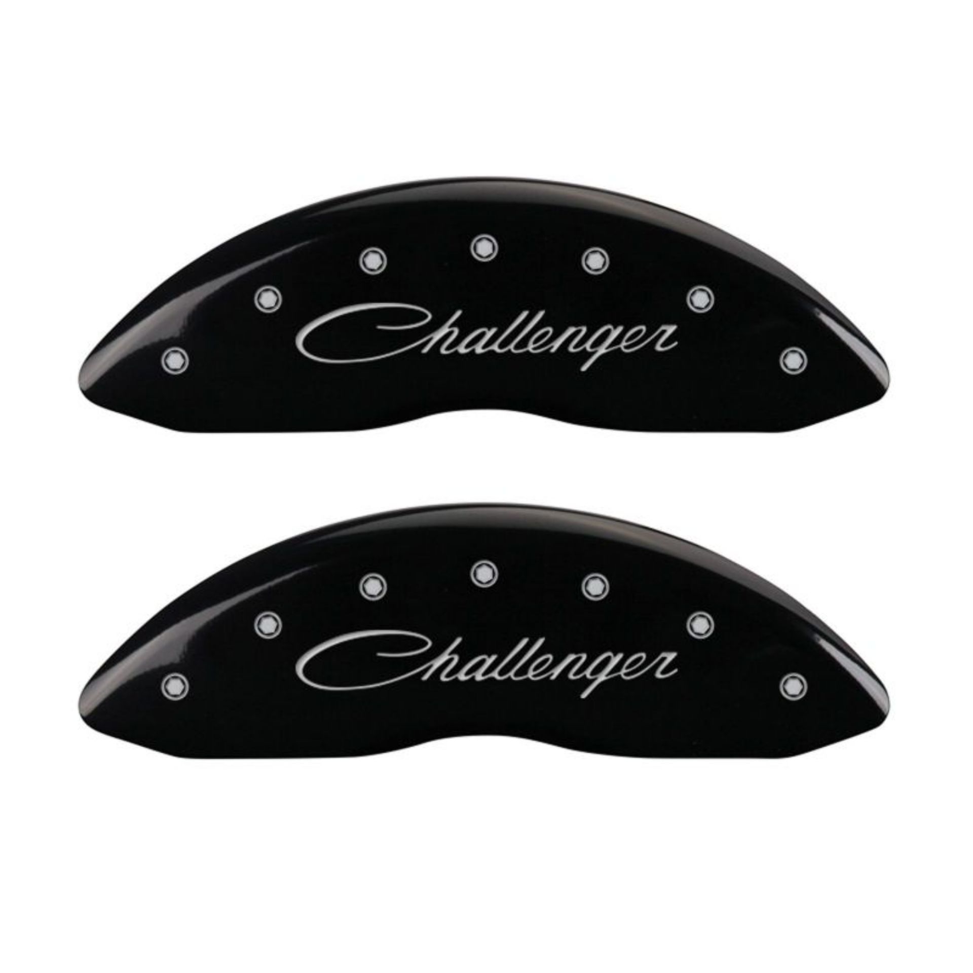 Picture of MGP 4 Caliper Covers Engraved Front & Rear Cursive-Challenger Black finish silver ch