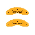Picture of MGP 4 Caliper Covers Engraved Front 2016-CIVIC Engraved Rear 2016-CIVIC Yellow finish black ch