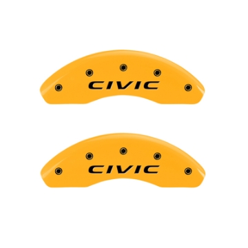 Picture of MGP 4 Caliper Covers Engraved Front 2016-CIVIC Engraved Rear 2016-CIVIC Yellow finish black ch
