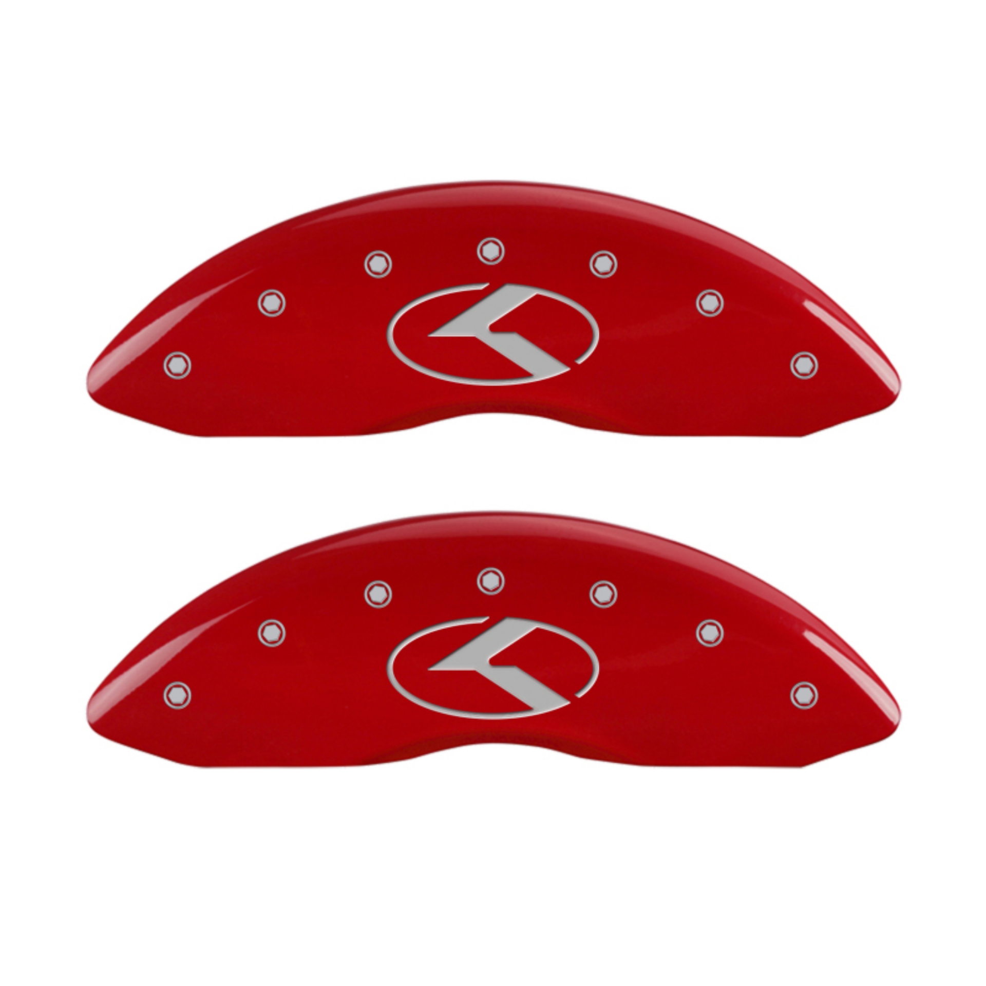 Picture of MGP 4 Caliper Covers Engraved Front & Rear Circle K-Kia Red finish silver ch
