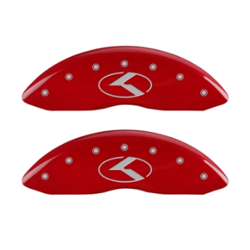 Picture of MGP 4 Caliper Covers Engraved Front & Rear Circle K-Kia Red finish silver ch