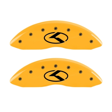 Picture of MGP 4 Caliper Covers Engraved Front & Rear Circle K-Kia Yellow finish black ch