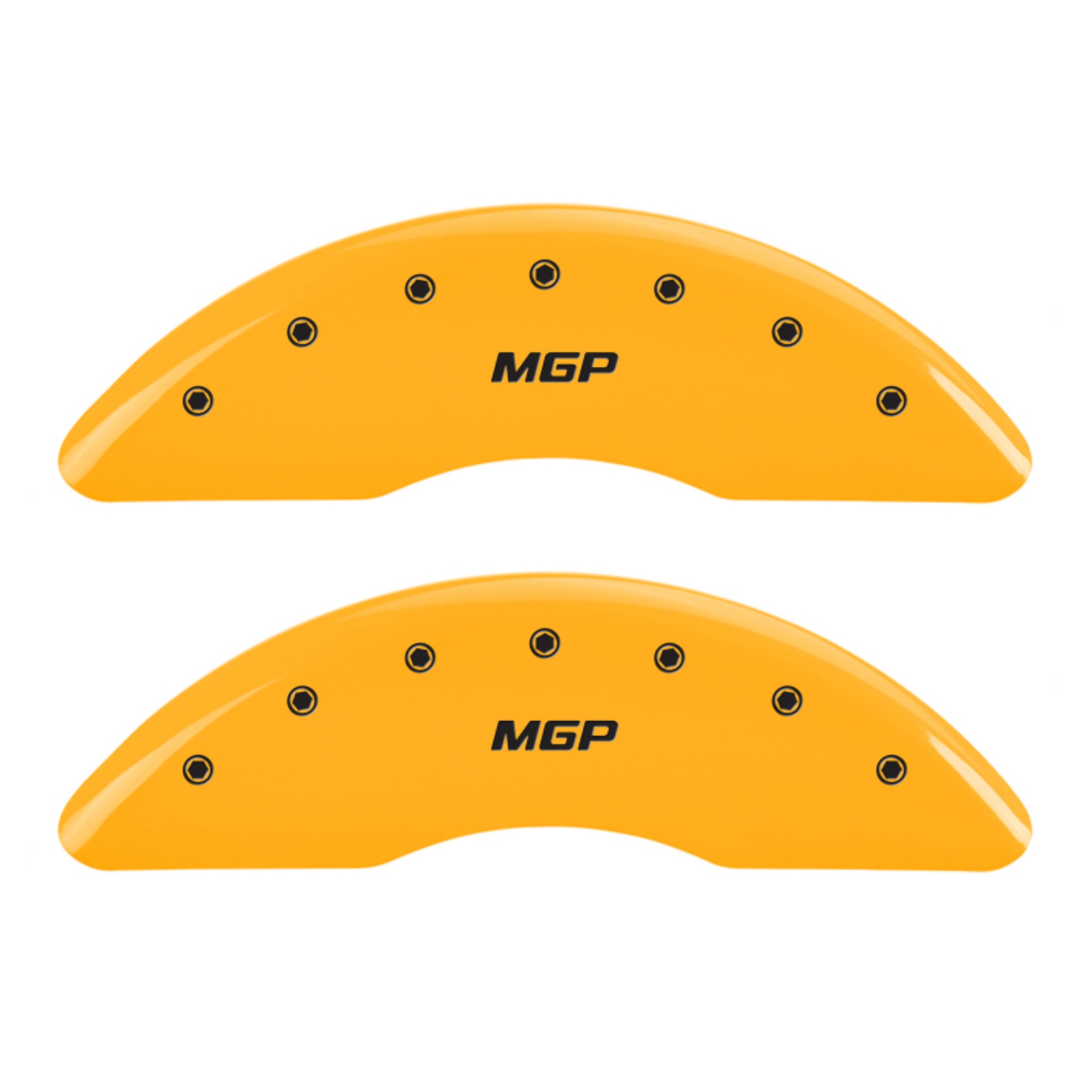 Picture of MGP 4 Caliper Covers Engraved Front & Rear MGP Yellow finish black ch