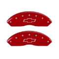Picture of MGP 4 Caliper Covers Engraved Front & Rear Bowtie Red finish silver ch