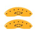 Picture of MGP 4 Caliper Covers Engraved Front & Rear Bowtie Yellow finish black ch