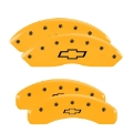 Picture of MGP 4 Caliper Covers Engraved Front & Rear Bowtie Yellow finish black ch