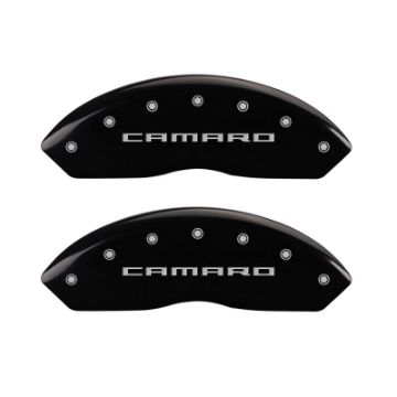 Picture of MGP 4 Caliper Covers Engraved Front & Rear Gen 5-Camaro Black finish silver ch