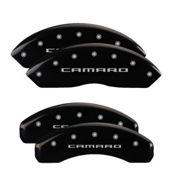 Picture of MGP 4 Caliper Covers Engraved Front & Rear Gen 5-Camaro Black finish silver ch