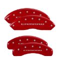 Picture of MGP 4 Caliper Covers Engraved Front & Rear Gen 5-Camaro Red finish silver ch