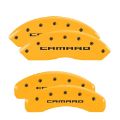 Picture of MGP 4 Caliper Covers Engraved Front & Rear Gen 5-Camaro Yellow finish black ch