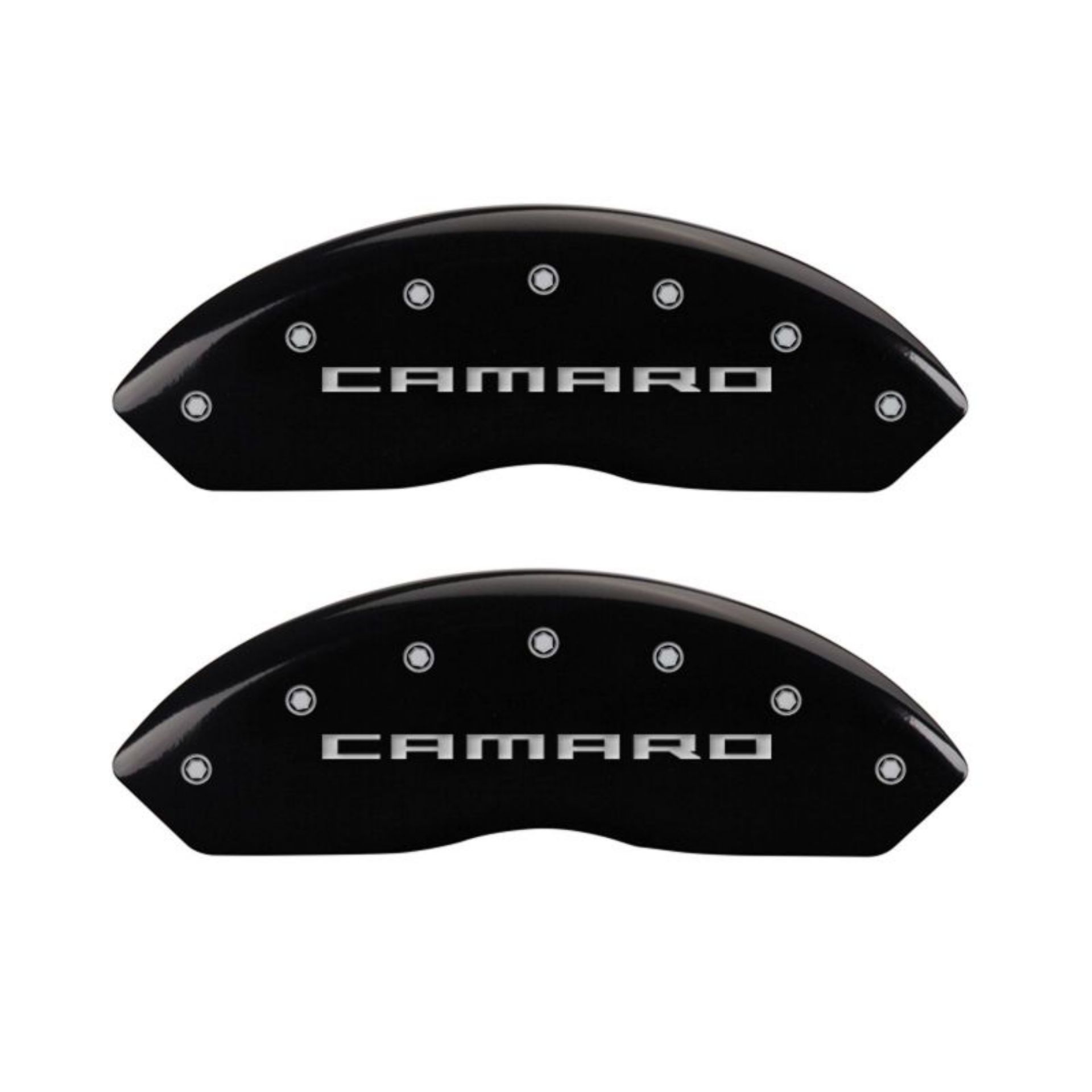 Picture of MGP 4 Caliper Covers Engraved Front Gen 5-Camaro Engraved Rear Gen 5-RS Black finish silver ch