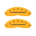 Picture of MGP 4 Caliper Covers Engraved Front Gen 5-Camaro Engraved Rear Gen 5-RS Yellow finish black ch
