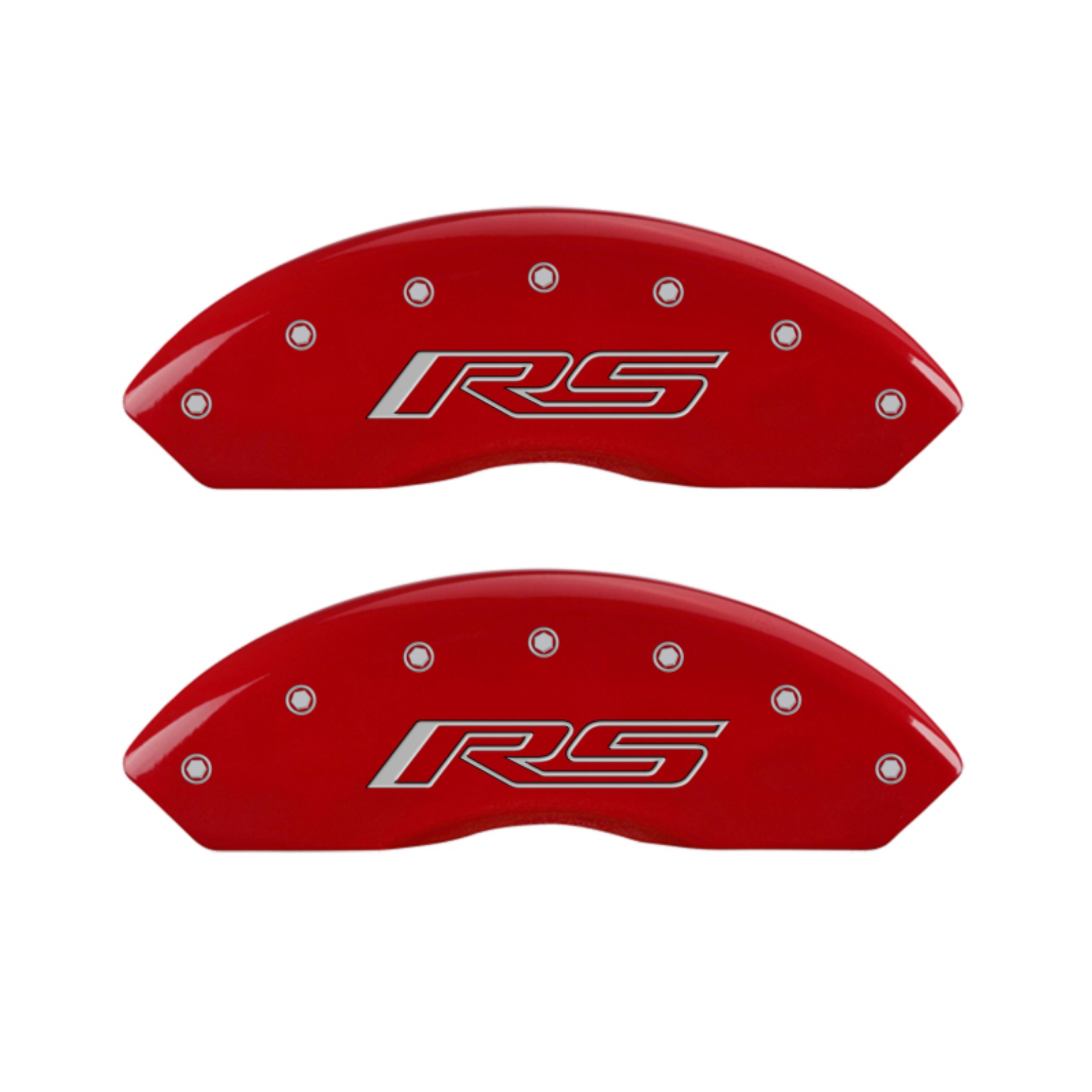 Picture of MGP 4 Caliper Covers Engraved Front & Rear Gen 5-RS Red finish silver ch