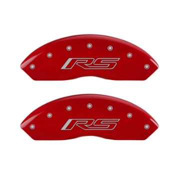 Picture of MGP 4 Caliper Covers Engraved Front & Rear Gen 5-RS Red finish silver ch