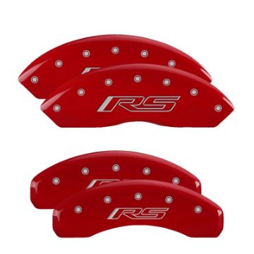 Picture of MGP 4 Caliper Covers Engraved Front & Rear Gen 5-RS Red finish silver ch