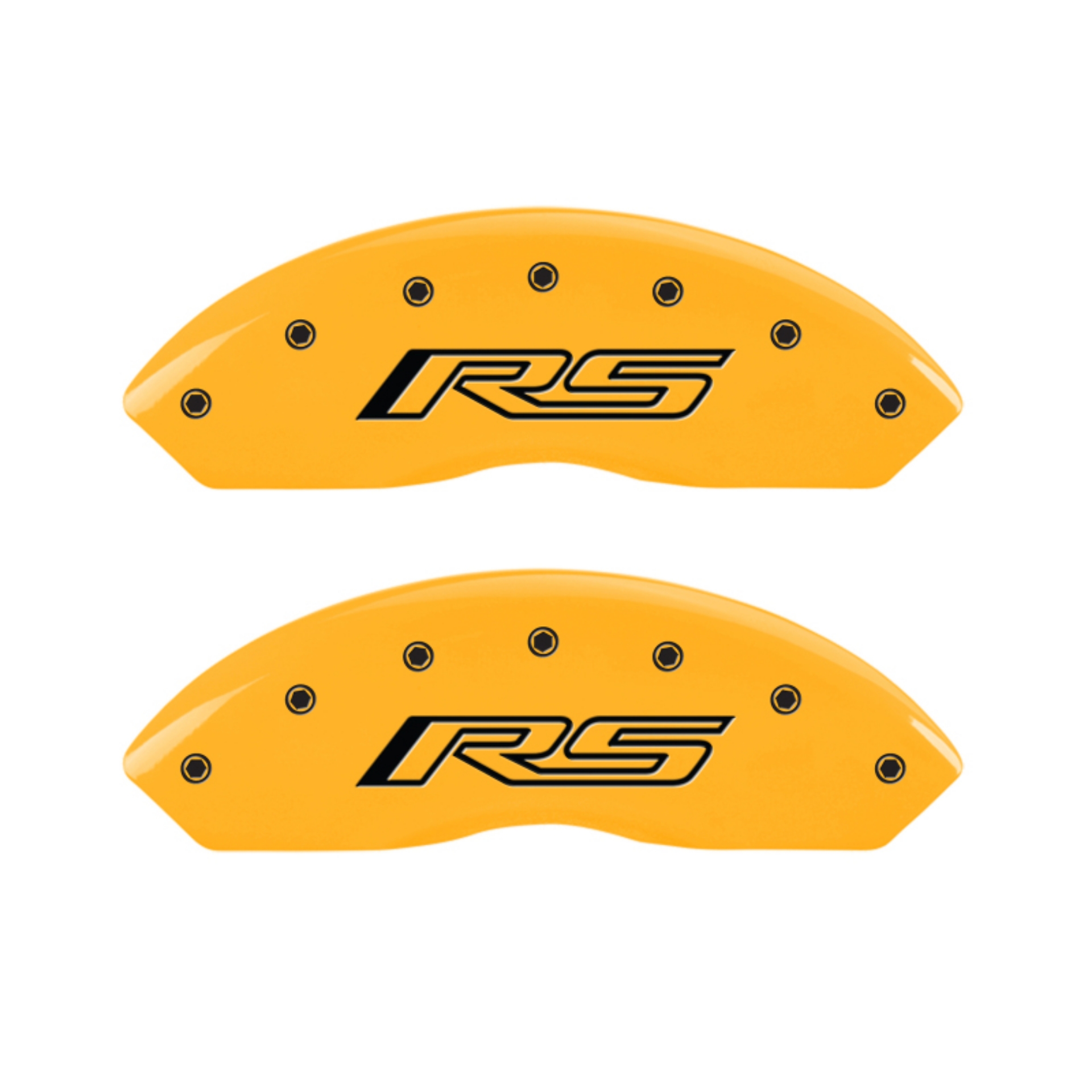 Picture of MGP 4 Caliper Covers Engraved Front & Rear Gen 5-RS Yellow finish black ch