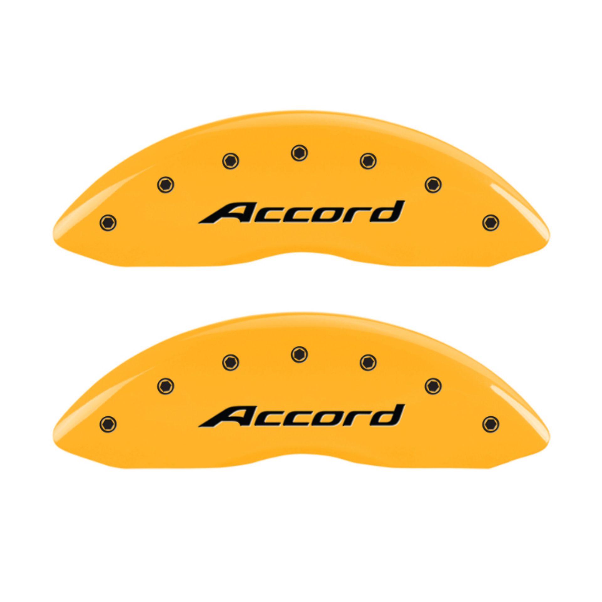 Picture of MGP 4 Caliper Covers Engraved Front Accord Engraved Rear Accord Yellow finish black ch