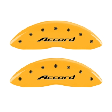 Picture of MGP 4 Caliper Covers Engraved Front Accord Engraved Rear Accord Yellow finish black ch