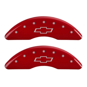Picture of MGP 4 Caliper Covers Engraved Front & Rear Bowtie Red finish silver ch