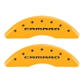 Picture of MGP 4 Caliper Covers Engraved Front & Rear Gen 5-Camaro Yellow finish black ch