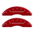 Picture of MGP 4 Caliper Covers Engraved Front Gen 5-Camaro Engraved Rear Gen 5-SS Red finish silver ch