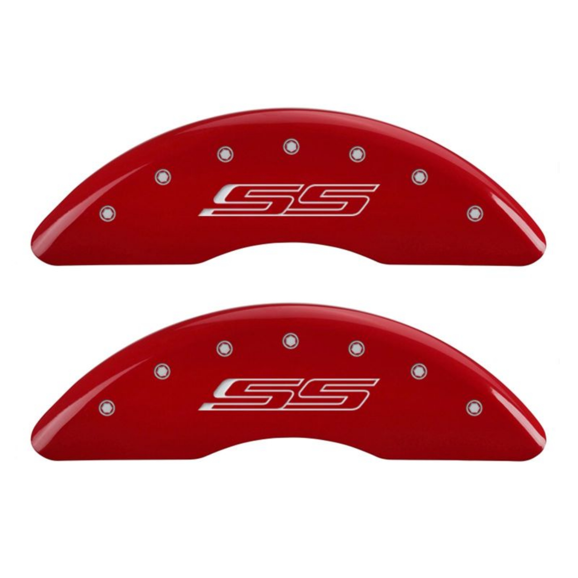 Picture of MGP 4 Caliper Covers Engraved Front & Rear Gen 5-SS Red finish silver ch