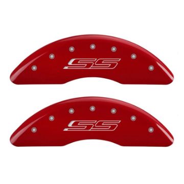 Picture of MGP 4 Caliper Covers Engraved Front & Rear Gen 5-SS Red finish silver ch