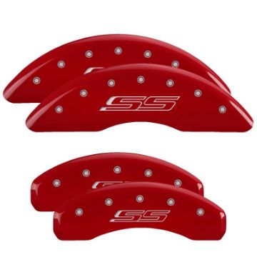 Picture of MGP 4 Caliper Covers Engraved Front & Rear Gen 5-SS Red finish silver ch