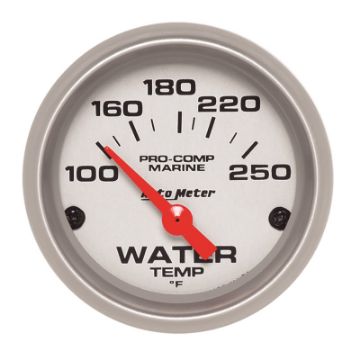 Picture of Autometer Water Temp Gauge 2 1-6in 100-200 Degree F Electric Marine Silver