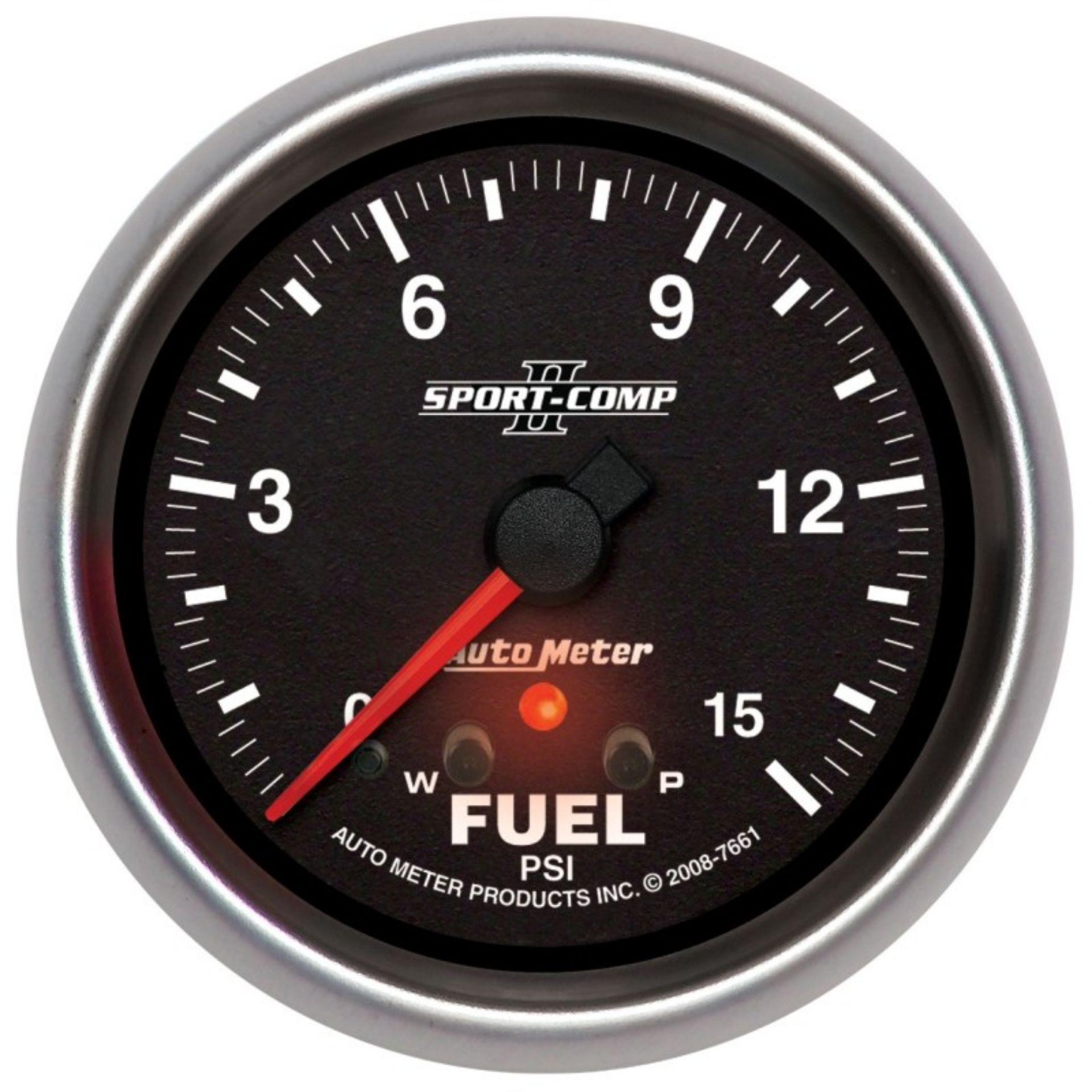 Picture of Autometer Sport-Comp II Fuel Pressure Gauge 2 5-8in 15PSI Stepper Motor w- Peak & Warn