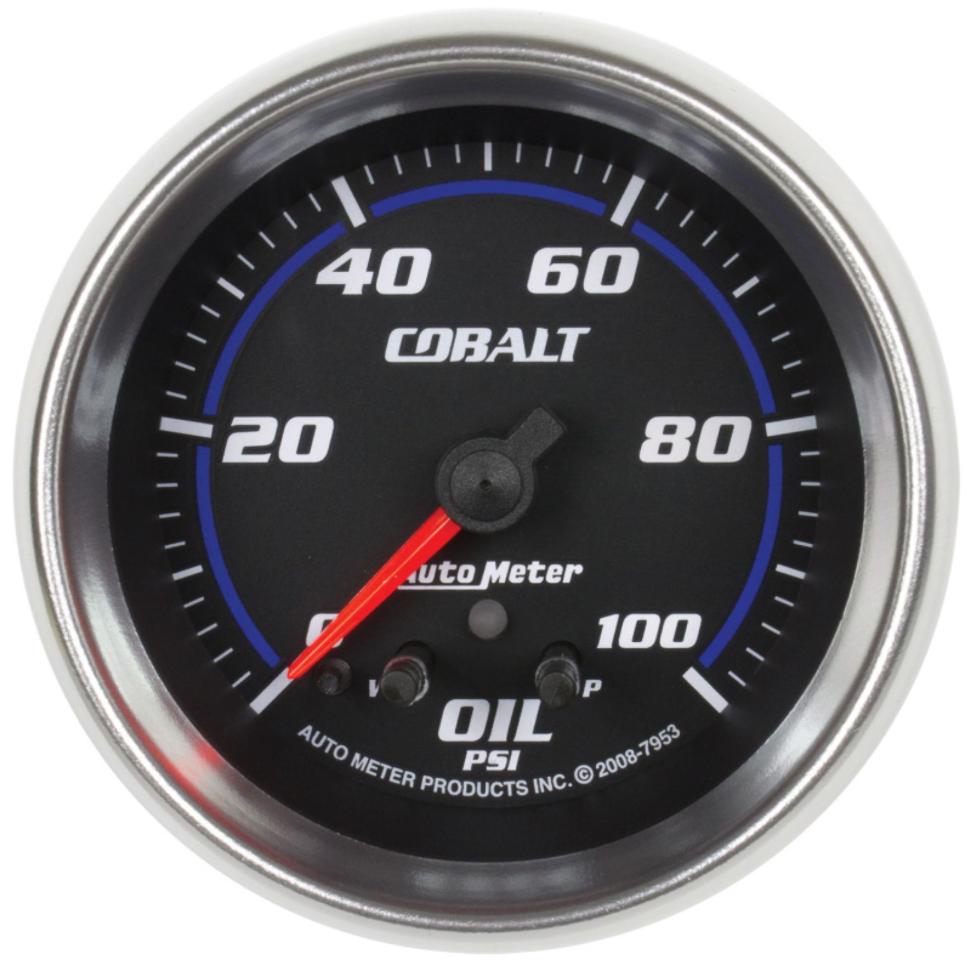 Picture of Autometer Cobalt Oil Pressure Gauge 2 5-8in 100PSI Stepper Motor w- Peak and Warn